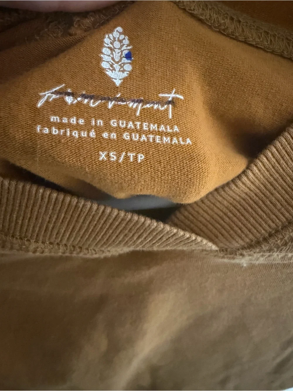 Free People Short Sleeve V-Neck Tee in Rusty Mustard